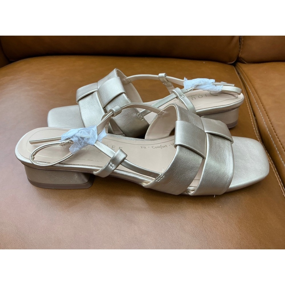 Journee Tabatha Sandals Womens 6.5 Champagne Metallic Square Toe Heel